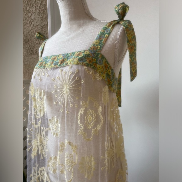 intimately free people lace & mesh shoulder tie maxi dress sz. s - Picture 3 of 12